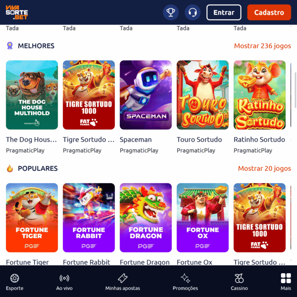 Viva Sorte Bet - Página principal do cassino