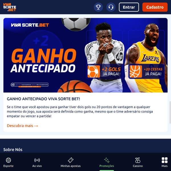 Viva Sorte Bet - Promoção de ganho antecipado