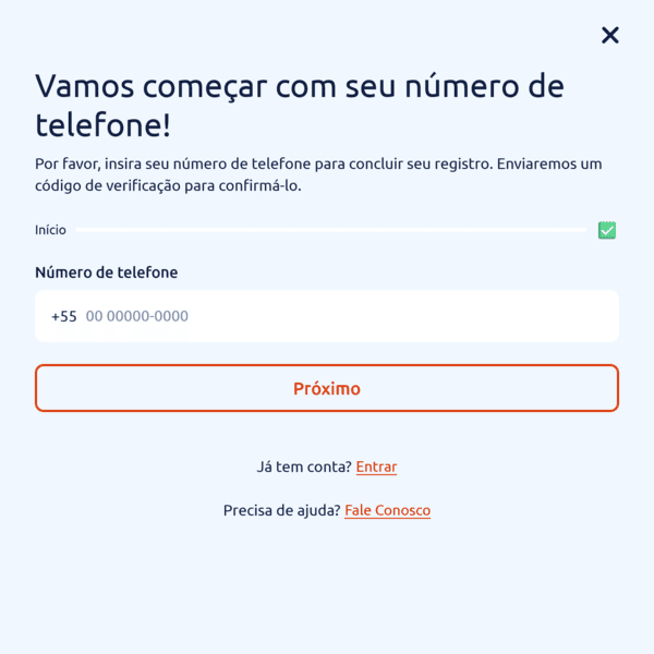 Viva Sorte Bet - Cadastro com número de telefone